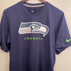 Seattle Seahawks NFL Men's Navy and Green Performance Football Tee